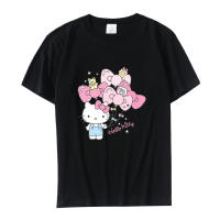 Camiseta De Algodón Para Mujer Hello Kitty Kawaii Sanrio Anime Dibujo Divertido T-shirt Veraniega Y2K Suelta Para Pareja - details 2