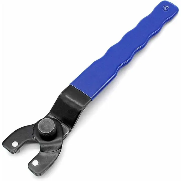 Llave ajustable para amoladora, llave para amoladoras, llave ajustable para amoladora angular, llave de pasador angular, con mango de plástico, para tuerca de bloqueo de llave de amoladora angular (azul negro) - 1