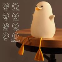Lámpara De Noche En Forma De Pato Con Luz LED Táctil Recargable Y Dimmer Para Dormitorios Lámpara De Mesa Con Luz Suave Para Ambientes - details 1