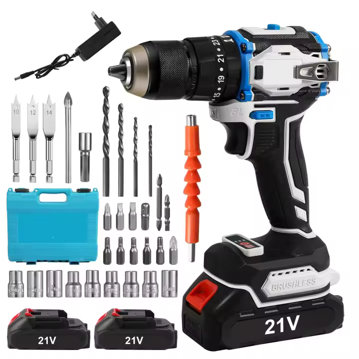 Destornillador inalámbrico de 31 piezas, Brushless taladro eléctrico recargable 70N · M, 2 velocidades, rpm, herramientas multifuncionales, taladro de impacto para batería Makita - 1