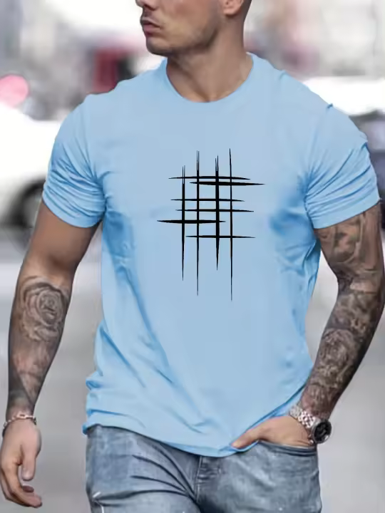 Camiseta Casual Para Hombre Algodón 100% Estampado Línea Redonda Manga Corta Transpirable Ligera Secado Rápido Primavera Verano - 1