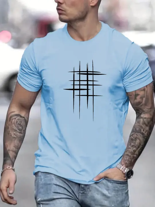 Camiseta Casual Para Hombre Algodón 100% Estampado Línea Redonda Manga Corta Transpirable Ligera Secado Rápido Primavera Verano - 1