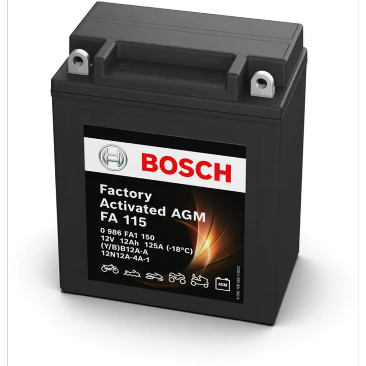 Batería de Moto Bosch FA117 - AGM. Tecnología AGM. 12V - 6Ah/90A (EN) - 1