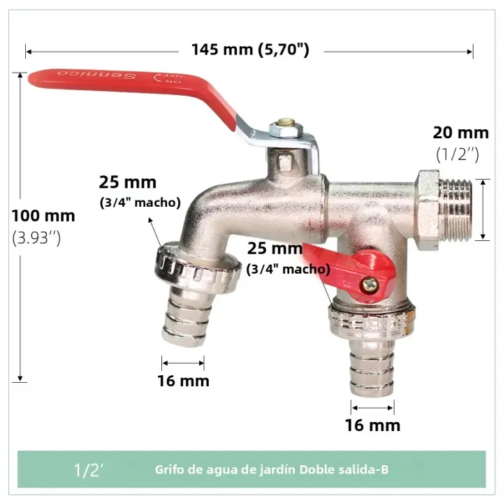 Válvula De Ball De Bronce Para Jardín Con Manija De Accionamiento Fácil Taps De Riego Con Conector Hilo Exterior E Interior - 1