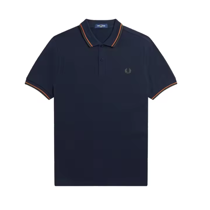 Fred Perry Slim Fit Twin Tipped Polo Navy / Walnut / Green - 1