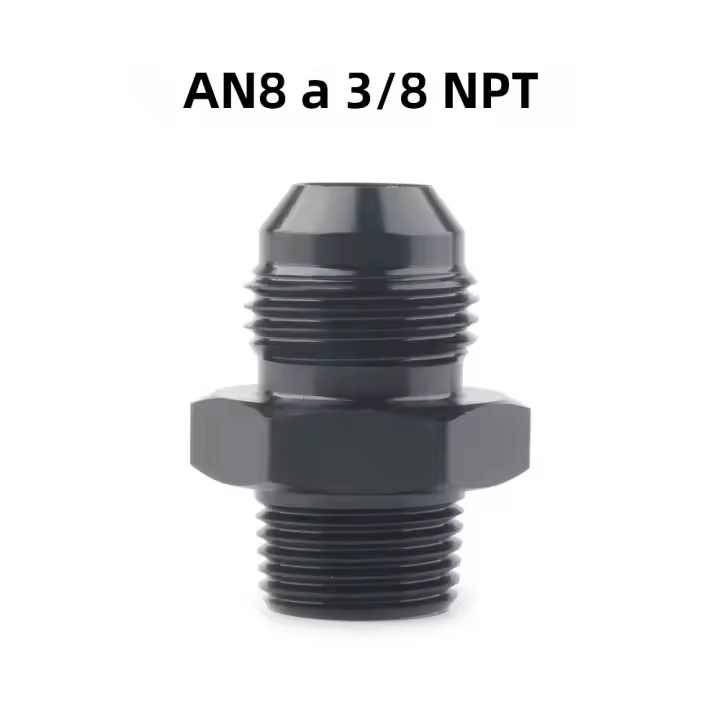 Adaptador De Tubo De Combustible Recto De Aluminio AN3 AN4 AN6 AN8 AN10 AN12 a 1/8NPT 1/4NPT 3/8NPT 1/2NPT 3/4NPT Para Motor - 1