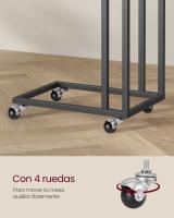 Mesa auxiliar moderna con ruedas y pies ajustables, ideal para dormitorio, fácil de montar, marco de acero, en blanco crema o negro ébano - details 23