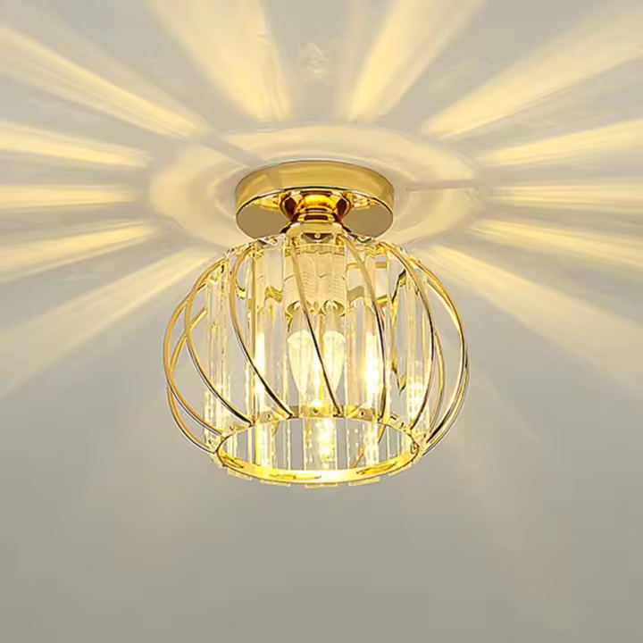 Lámpara de techo de cristal moderna, lámpara de techo LED E27, mini lámpara de pie de cristal para cocina, camping, entrada, pasillo, dormitorio (A) [Clase energética A+++] - 1