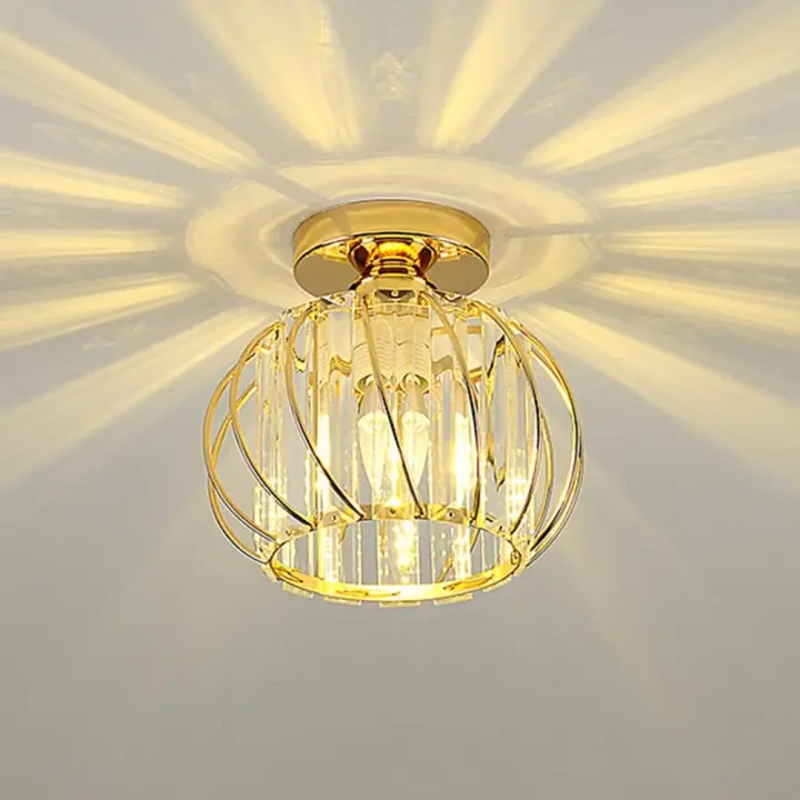 Lámpara de techo de cristal moderna, lámpara de techo LED E27, mini lámpara de pie de cristal para cocina, camping, entrada, pasillo, dormitorio (A) [Clase energética A+++] - 1