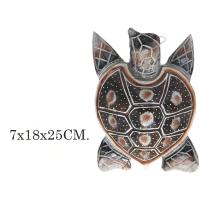 Tortuga Tallada en Madera - Decoración Artesanal Étnica en Tonos Marrón, Blanco y Negro - Símbolo de Sabiduría, Protección y Longevidad - Ideal para Hogar, Oficina y Espacios Zen - Uso en Mesa o Pared - Gissed - details 2