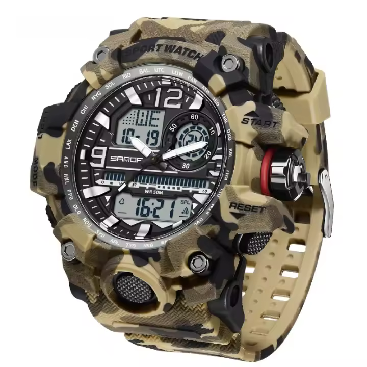 Reloj De Pulsera Militar SANDA Camuflaje Estilo G LED Digital Resistente Al Agua Deportivo Casual Para Hombres Con Función De Stop Watch Y Luz Lumínica - 1
