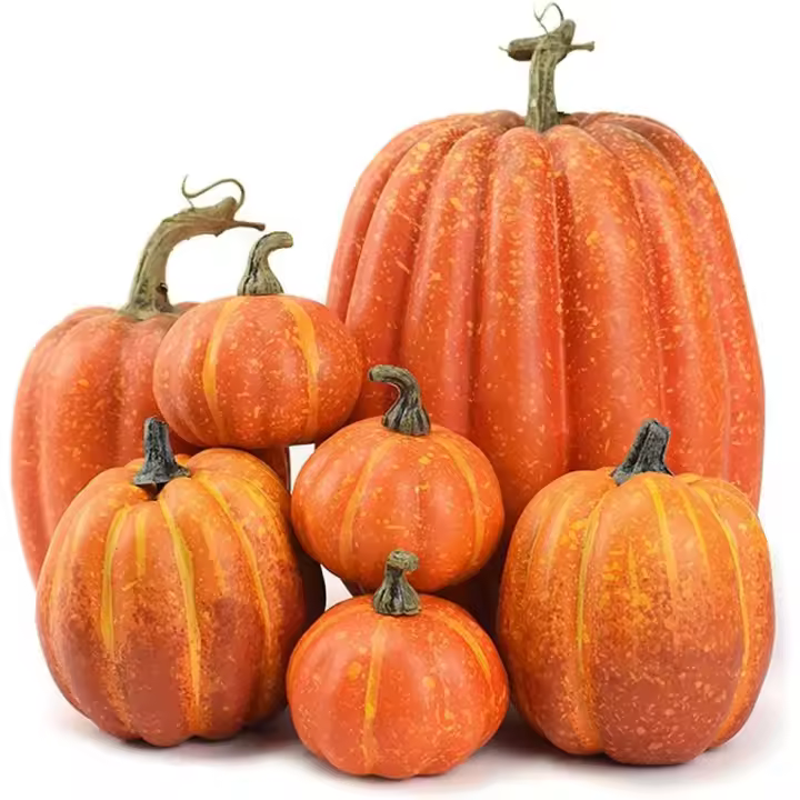 7 calabazas artificiales, calabazas falsas, decoraciones de otoño para Acción de Gracias, Halloween y Navidad. - 1