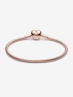 Pandora - Pulsera de Cadena de serpiente con Cierres de corazón Moments - Baño de Oro Rosa de 14 K - details 0