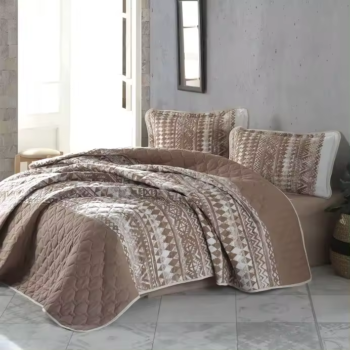 DHESTIA HOME Colcha Bouti Étnica 100% Algodón Turco Mud Barro Sibiles + 2 Cojines - 1