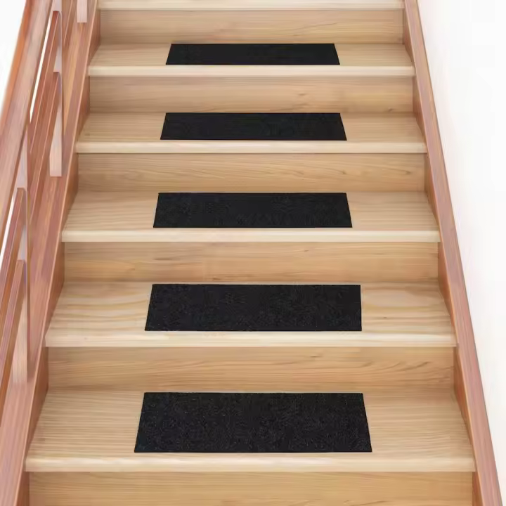 vidaXL Alfombrillas escaleras autoadhesivas 30uds negro 60x25 cm - 1