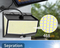Lámpara Solar LED 468 LEDs Exterior Impermeable Con Sensor De Movimiento Iluminación De 3 Lados Para Garage Jardín Foco De Iluminación Solar - details 12