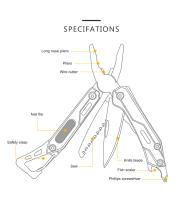 Multiherramienta Maarten 9-en-1 Con Cuchillo De Bolsillo De Acero Inoxidable Herramienta Móvil De Sobrevivencia Con Destornillador Y Aretes - details 1