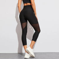 Pantalones De Yoga Para Mujer Transpirables De Malla En Verano Con Cintura Elástica Para Running Y Fitness Pantalones Deportivos De Longitud Media - details 1