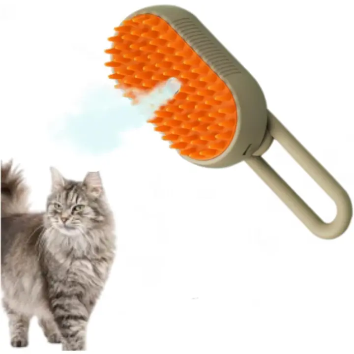 PORCHEDDU 3 en 1 peine de masaje en spray para Gatos, hair para Gatos para masaje (Marron) - 1