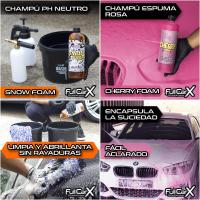 AutoFullCar - Kit Limpieza Coche Exterior Interior Detailing, Limpia Llantas, Tapicería, Renovador Plásticos Salpicaderos, Champú PH Neutro y Alcalino Rosa, Cera Carnauba, APC Listo al Uso Limpiacristales - details 1