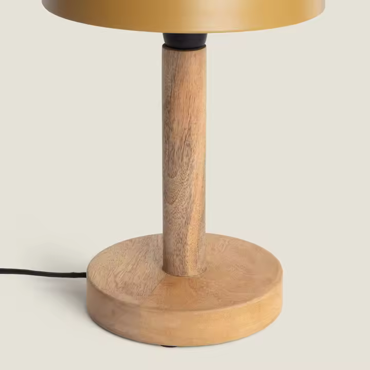 Ledkia Lámpara de Mesa Metal y Madera Mallavi Amarillo - 1