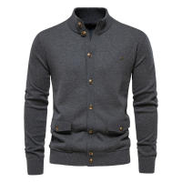 Nueva Chaqueta De Cardigan De Algodón Para Hombre AIOPESON Con Cuello Alto Y Botones Casual Para Otoño Abrigo Grueso De Punto - details 4