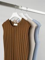 Vestido De Punto REALEFT 2025 Para Mujer Estilo Casual Cuello En V Midi De Pierna Larga Con Abertura Lateral Y Cintura Alta - details 6
