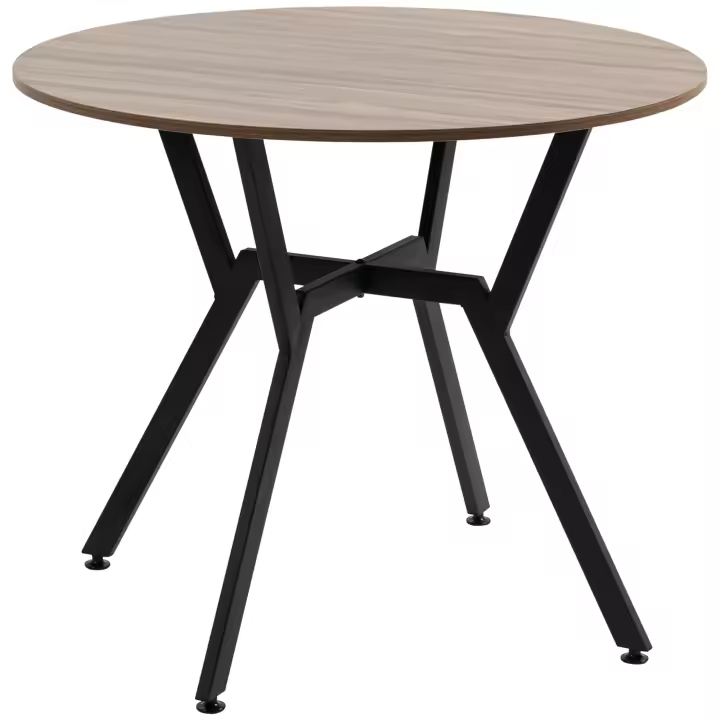 HOMCOM Mesa de Comedor Redonda Mesa de Cocina Industrial con Tapa de Madera y Marco de Acero para Salón Carga 60 kg Ø90x76 cm Marrón - 1