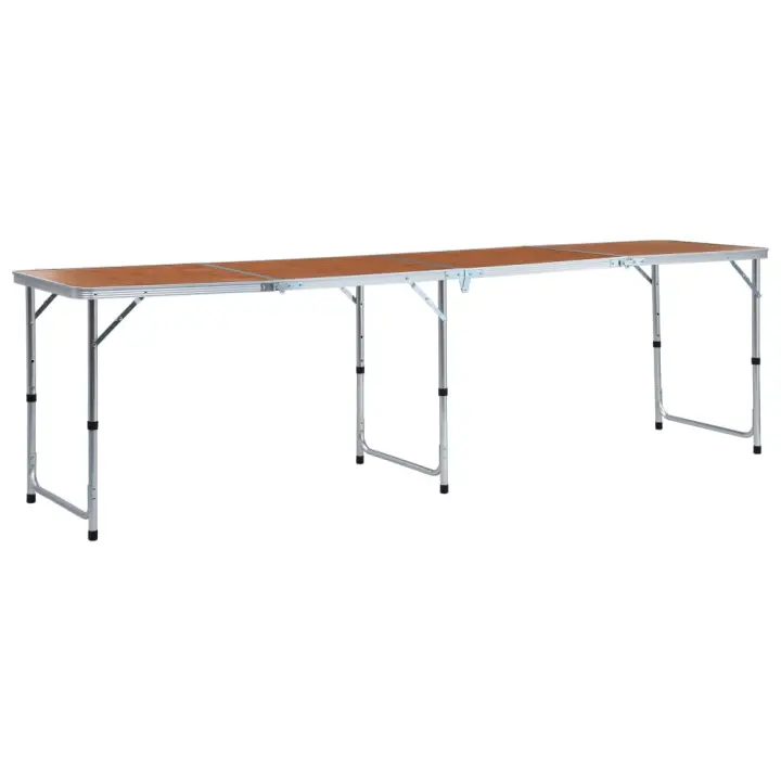 vidaXL Mesa de Camping Plegable Aluminio 240x60 cm Senderismo Terraza Jardín Color Marrón,  Gris, y mas - 1