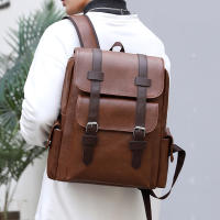 Mochila Grande Para Laptop 2023 Mochila De Hombro Suave Para Hombres Material Principal PU Cuero Negro Marrón Bolsa Escolar Para Adolescentes Y Jóvenes - details 16