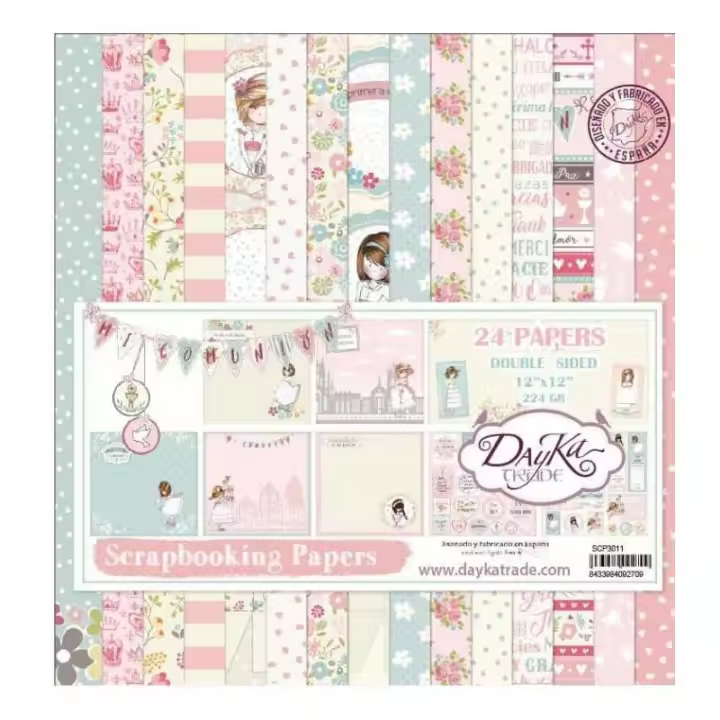 DAYKA TRADE                         PAPEL SCRAP 30,5x30,5 COMUNIÓN 2017 NIÑA 24 UD - 1