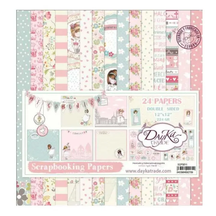 DAYKA TRADE                         PAPEL SCRAP 30,5x30,5 COMUNIÓN 2017 NIÑA 24 UD - 1
