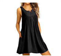 Vestido De Verano Para Mujer Talla S-5XL Estilo Casual Prenda Interior Con Botones Pleated Vintage Largo Hasta La Rodilla - details 11