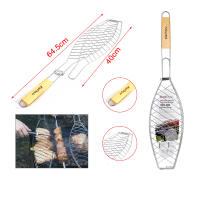 UD - Set 2 Rejilla para Barbacoa de Acero Inoxidable con Mango de Madera , forma de pescado – Parrilla Antiadherente para Pescado, Carne o Verduras – Kmt Style - details 0