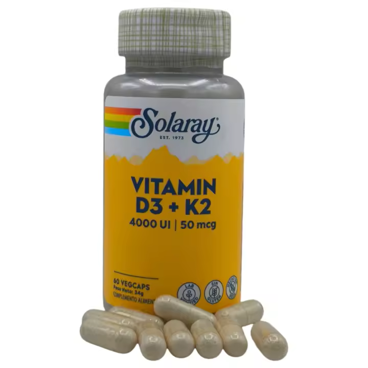 Vitamina D3+K2 Solaray, Huesos y articulaciones, sistema inmunitario, deporte, Antienvejecimiento. - 1