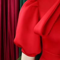 Vestido Elegante De Fiesta Para Mujer 2024 Con Cuello Con Lazo Manga Corta Cintura Alta A-Line Plisado Hasta El Tobillo Vestido De Cumpleaños - details 27