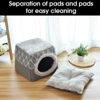 Cama De Gato Y Perro Caliente Suave Para Invierno Tamaño L/XL Color Café/Negro/Cafeína Dual Uso Nido De Descanso Para Pequeños Perros Y Gatos Pupusas Material 100% Algodón - details 4