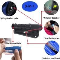 Martillo De Emergencia Para Coche 3 En 1 Multifuncional Con Corte De Cinturón De Seguridad Y Herramienta Para Escape De Ventanas Rotas Herramienta De Rescate En Ruta - details 1