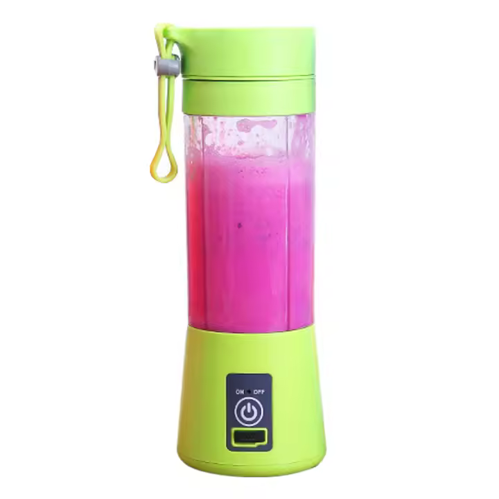 Electric fruit juice blender, USB rechargeable, 4 blades for an excellent mix, 380 Ml. 1 Piece Green Pd8cc - 1