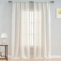 Cortinas De Lino Algodón Para Sala De Estar Boho Crema Semi Transparentes Con Borlas Y Bolsillo Para Rodamiento Voile Cortinas Soltas Para Ventana - details 1