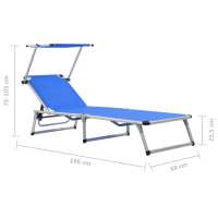 vidaXL Tumbonas plegables con techo 2 uds aluminio y textilene Sillas de Exterior Ideal para jardín, playa, piscina, terraza Tumbona Piscina Tumbonas Playa Tumbonas Jardín Exterior - details 7
