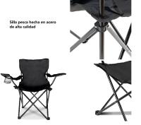 SET 2 Sillas Plegables para Camping, Pesca y Playa - Acampada Exterior con Reposabrazos, Portavasos y Bolsa Lateral - Resistente - 50x50x80cm - details 8