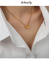 Encanto Collar colgante en forma de corazón para mujer Collar colgante en forma de corazón irregular Collar de acero inoxidable chapado en oro de acero de titanio 316L Joyería versátil de personalidad de nicho simple y de moda - details 3
