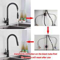 Grifo de Cocina Negro de dos funciones, cóctel extraible de un solo Mango, Grifos de Agua Caliente y fría montadas en cubierta - details 0