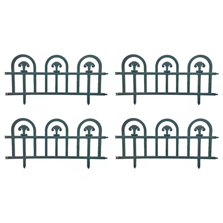 Tradineur - Pack de 4 vallas de plástico decorativas de jardín, borde para césped, plantas, flores, decoración de exterior (Turquesa oscuro - 60 x 30 cm) - 1