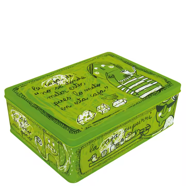 Caja metálica "dónde meto esto?" - Las Cajas Originales - Acabado mate - Apto para niñas & niños - Tamaño: 27x20xH9cm - 1