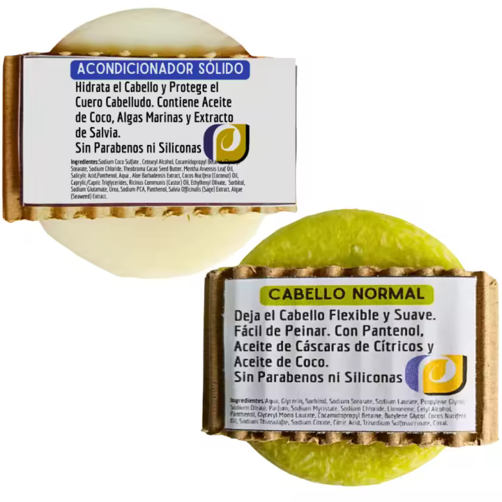Acondicionador Sólido + Champú Sólido Cabellos Normales. Pumarshop Cinnia Natura. Suaviza el Cabello y Nutre. Da Volumen y Brillo - 1