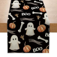 Corredor De Mesa De Lino Para Fiesta De Halloween Decoración Feliz Halloween Para Hogar Y Niños Tratamiento O Trato Calabaza Murciélago Fiesta De Horror Suministros - details 2