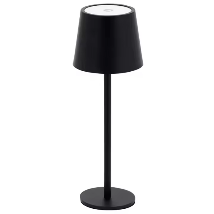 Tradineur - Lámpara LED táctil regulable, 3 tonos luz, intensidad ajustable, USB-C, batería recargable, inalámbrica, portátil, sobremesa, escritorio (Negro - 27 x 9 cm) - 1