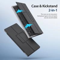 Teclado Bluetooth Rechargeable Con Touchpad Y Estuche De Cuero Compatible Con Multi-dispositivos Wireless Bluetooth 5.2 Para Tablet Y Laptop - details 1